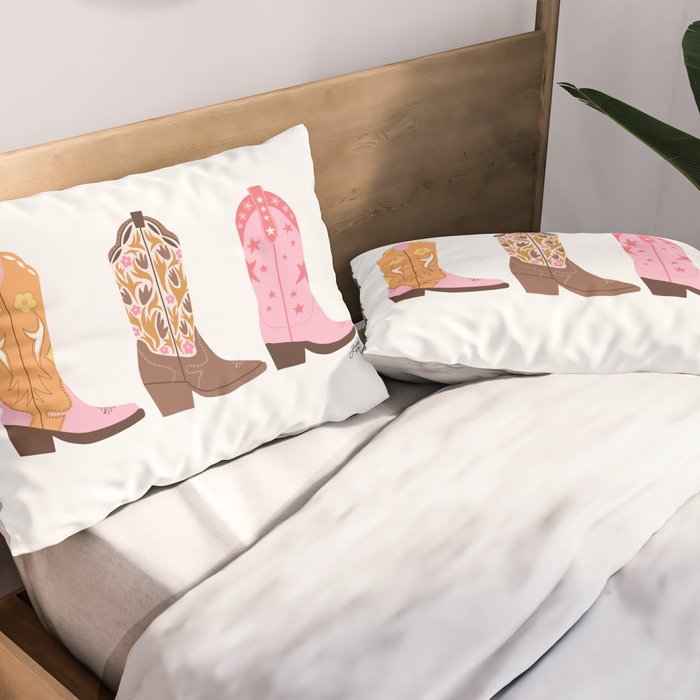 Pink Cowboy Boots  Pillow Sham Gallery Image 2