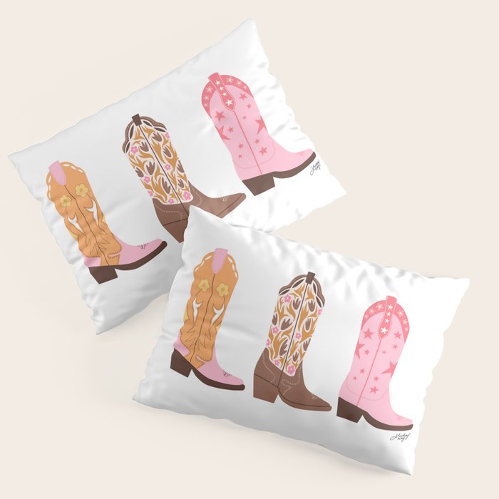 Pink Cowboy Boots  Pillow Sham Gallery Image 1