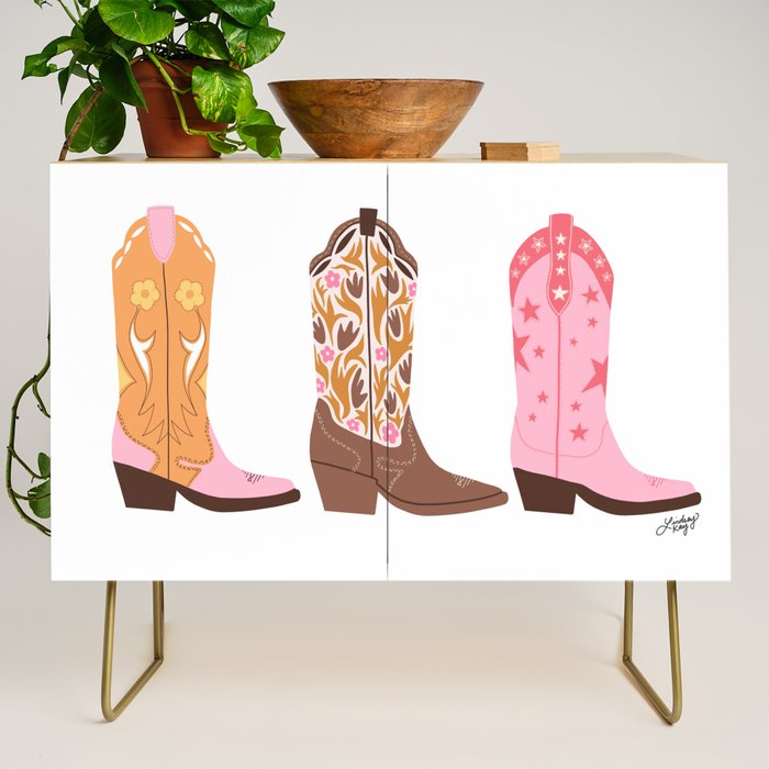 Pink Cowboy Boots  Credenza Gallery Image 1