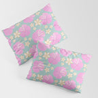 Pink and turquoise hibiscus flowers pattern Pillow Sham Gallery Image 3