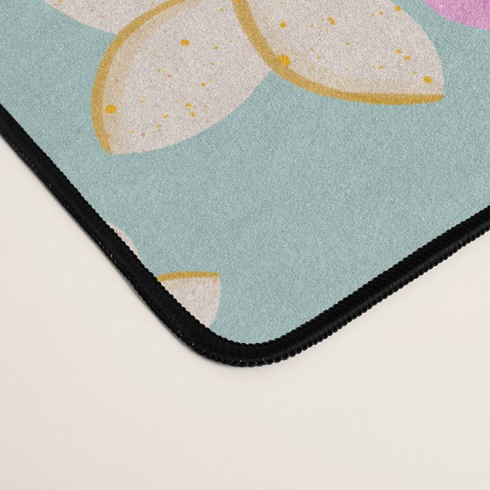 Pink and turquoise hibiscus flowers pattern Desk Mat Gallery Image 4