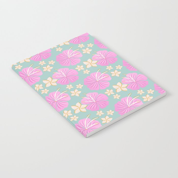Pink and turquoise hibiscus flowers pattern Notebook Gallery Image 1