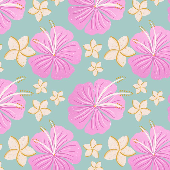 Pink and turquoise hibiscus flowers pattern Coffee Mug Gallery Image 2