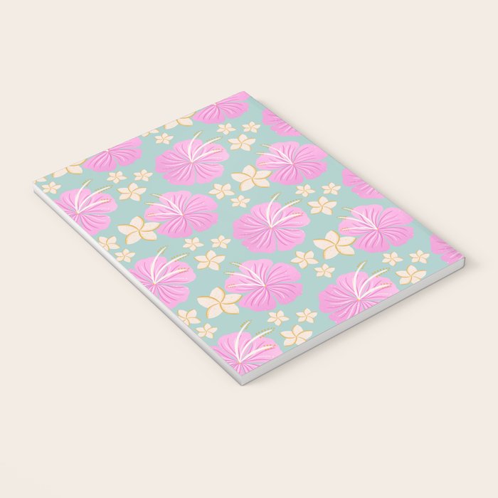 Pink and turquoise hibiscus flowers pattern Notebook Gallery Image 3