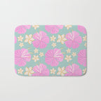 Pink and turquoise hibiscus flowers pattern Bath Mat Gallery Image 1