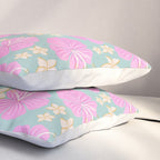 Pink and turquoise hibiscus flowers pattern Pillow Sham Gallery Image 3