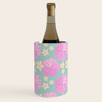Pink and turquoise hibiscus flowers pattern Wine Chiller Gallery Image 3
