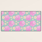Pink and turquoise hibiscus flowers pattern Desk Mat Gallery Image 3