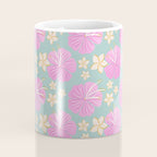Pink and turquoise hibiscus flowers pattern Coffee Mug Gallery Image 4