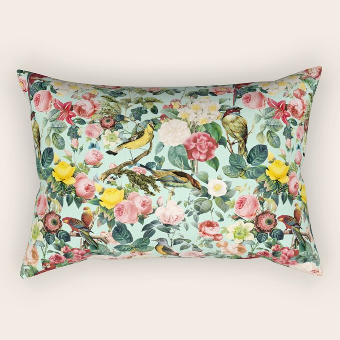 Floral and Birds III Rectangular Pillow Gallery Image 1