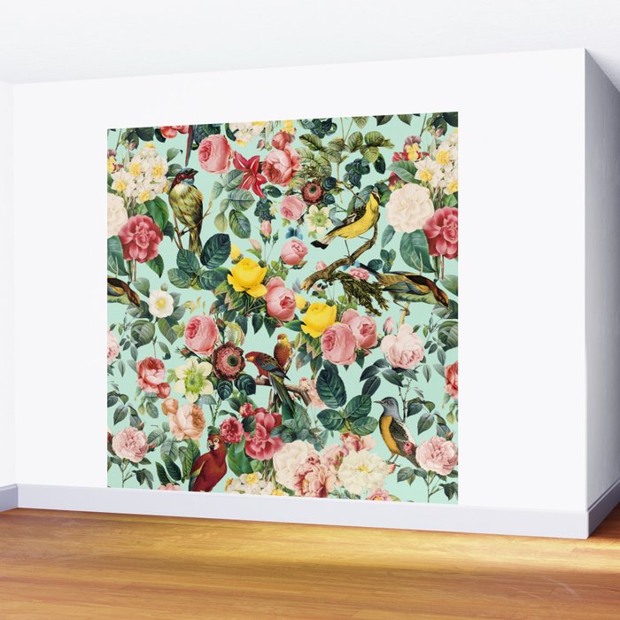 Floral and Birds III Wall Mural Gallery Image 2