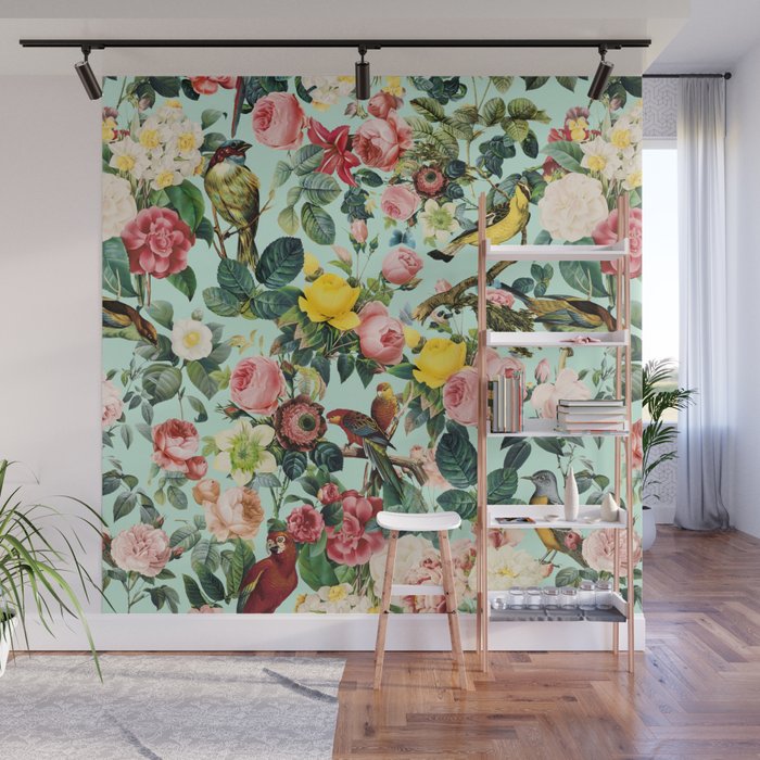 Floral and Birds III Wall Mural Gallery Image 1