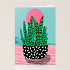 Edgy - wacka potted indoor house plant hipster retro throwback minimal 1980s 80s neon pop art Stationery Card Gallery Image 2