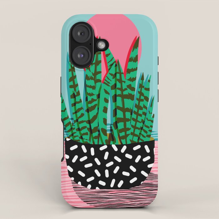 Edgy - wacka potted indoor house plant hipster retro throwback minimal 1980s 80s neon pop art iPhone Case Gallery Image 1