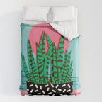 Edgy - wacka potted indoor house plant hipster retro throwback minimal 1980s 80s neon pop art Comforter Gallery Image 6