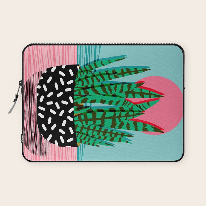Edgy - wacka potted indoor house plant hipster retro throwback minimal 1980s 80s neon pop art Laptop Sleeve Gallery Image 1