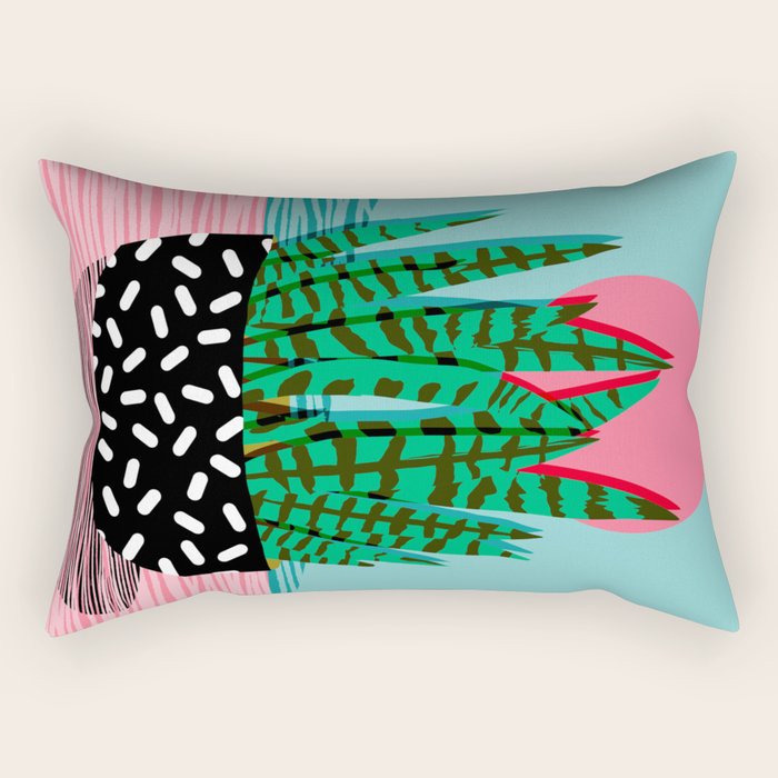 Edgy - wacka potted indoor house plant hipster retro throwback minimal 1980s 80s neon pop art Rectangular Pillow Gallery Image 2