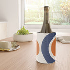 Abstract Shapes 14 in Orange and Navy Blue (Rainbow and Moon Phases Abstraction) Wine Chiller Gallery Image 4