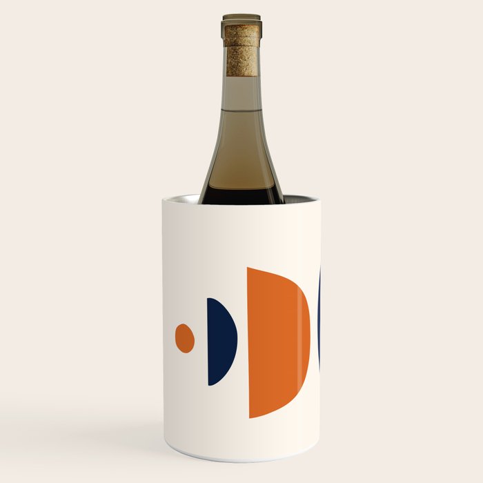 Abstract Shapes 14 in Orange and Navy Blue (Rainbow and Moon Phases Abstraction) Wine Chiller Gallery Image 2