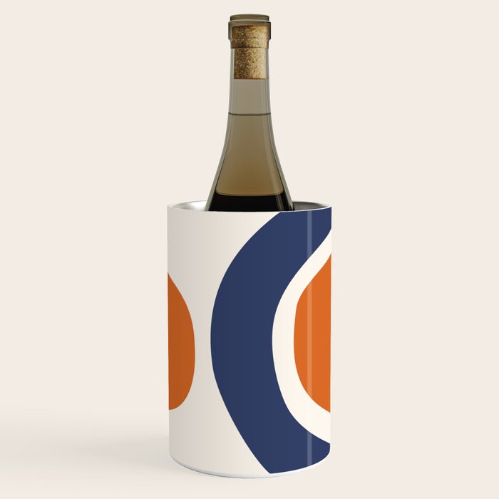 Abstract Shapes 14 in Orange and Navy Blue (Rainbow and Moon Phases Abstraction) Wine Chiller Gallery Image 1