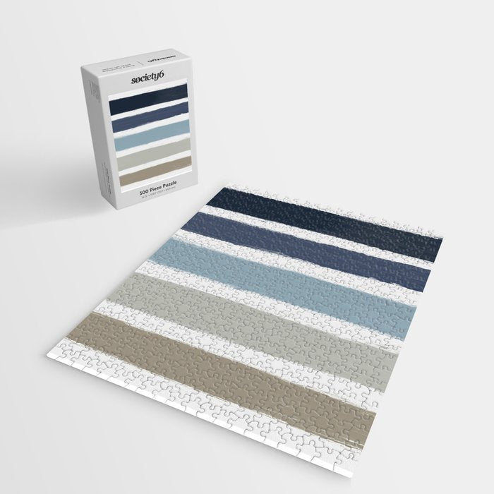 Blue & Taupe Stripes Jigsaw Puzzle Gallery Image 2