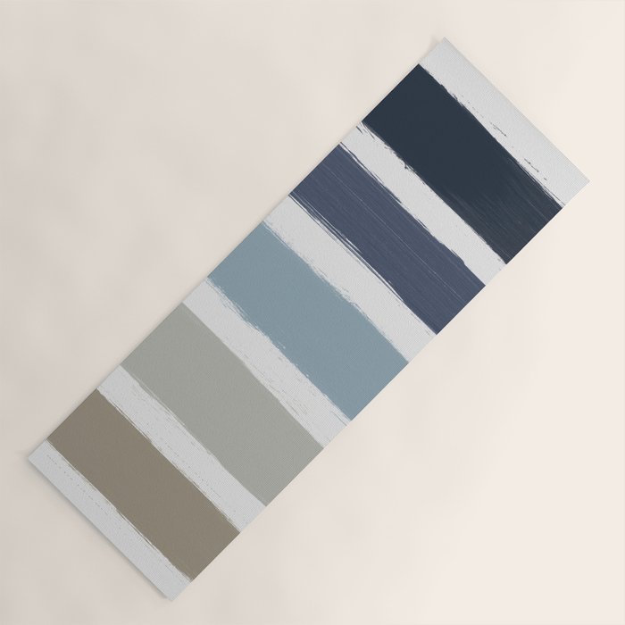 Blue & Taupe Stripes Yoga Mat Gallery Image 1