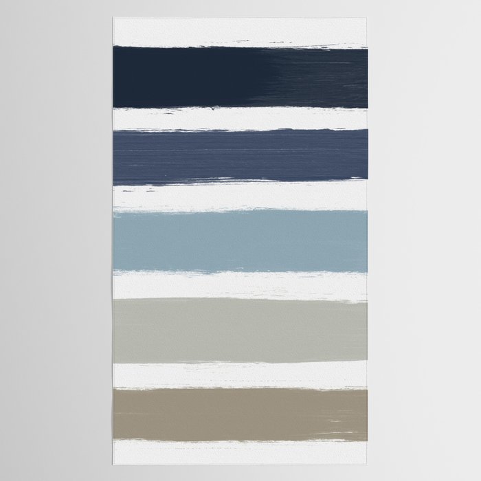 Blue & Taupe Stripes Tablecloth Gallery Image 2