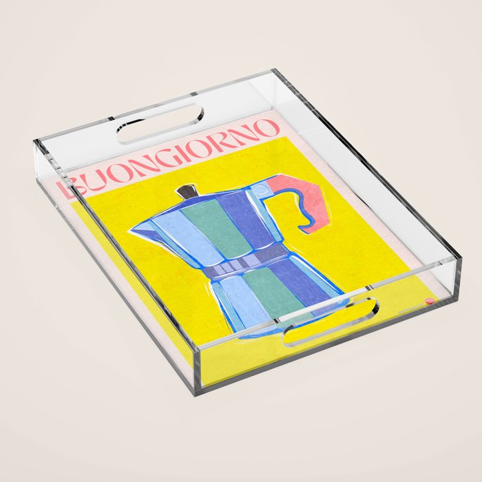 Buongiorno - Bold Retro Italian Coffee Maker Acrylic Tray Gallery Image 1