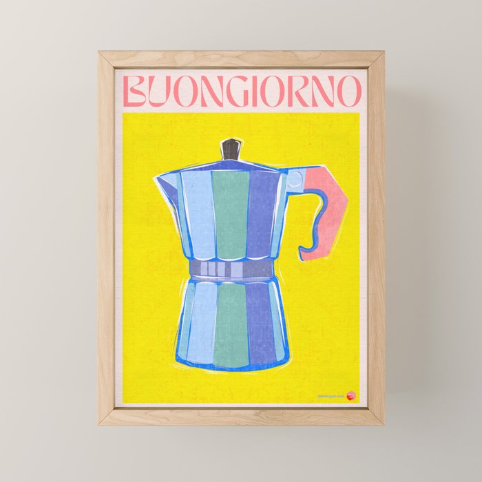 Buongiorno - Bold Retro Italian Coffee Maker Mini Art Print Gallery Image 1