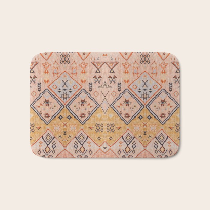 N218 - Mustard Yellow Oriental Heritage Boho Traditional Moroccan Desert Style Bath Mat Gallery Image 1