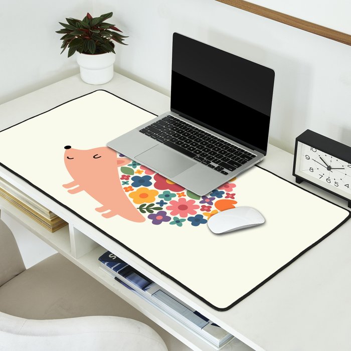 Floral Hedgehog Desk Mat Gallery Image 2