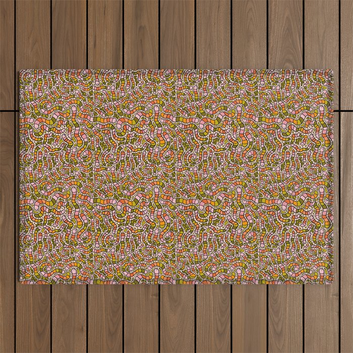 Rainbow Worms Print Outdoor Rug Gallery Image 1
