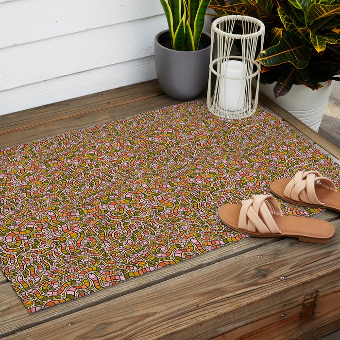 Rainbow Worms Print Outdoor Rug Gallery Image 2