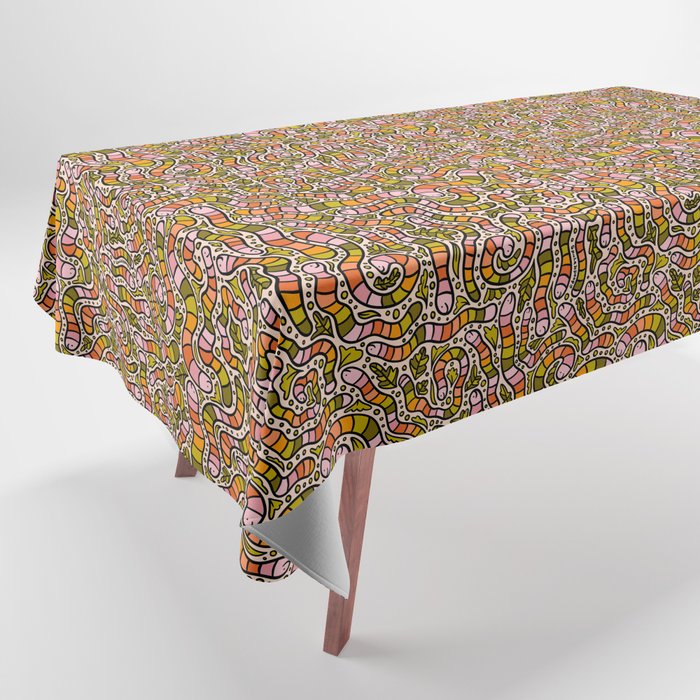 Rainbow Worms Print Tablecloth Gallery Image 1