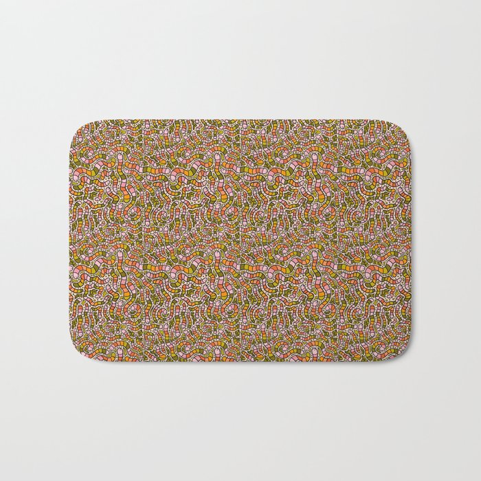 Rainbow Worms Print Bath Mat Gallery Image 1