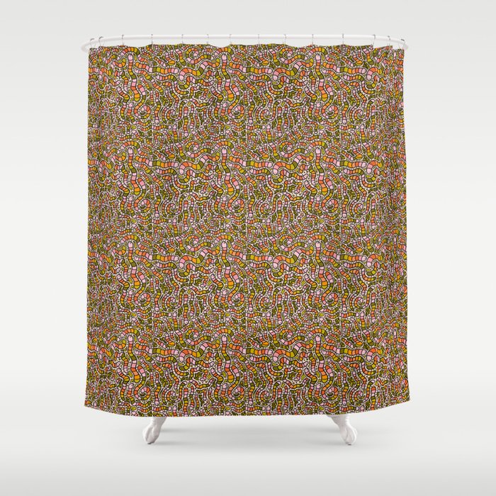 Rainbow Worms Print Shower Curtain Gallery Image 1