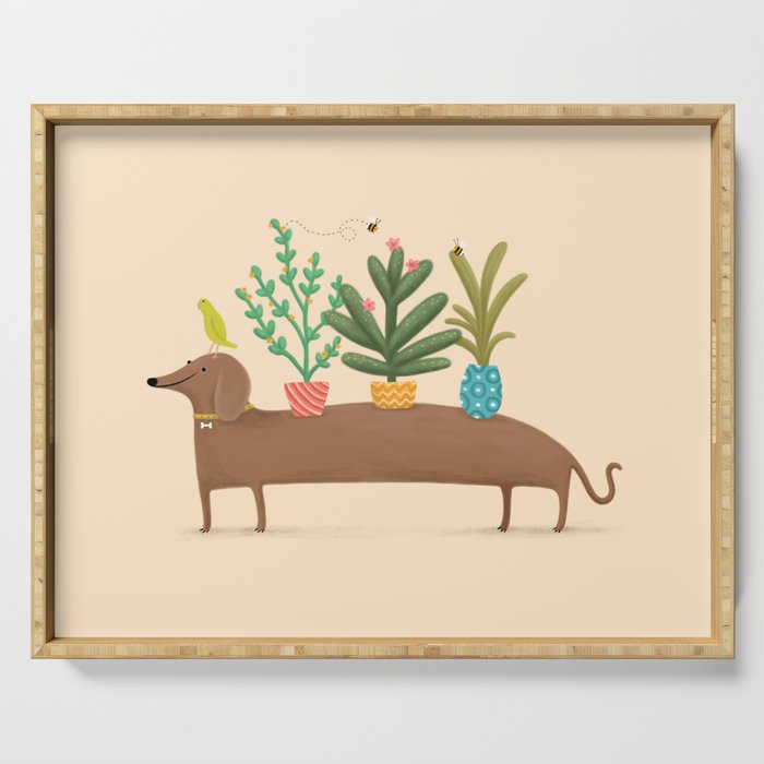 Dachshund & Parrot Serving Tray Gallery Image 1