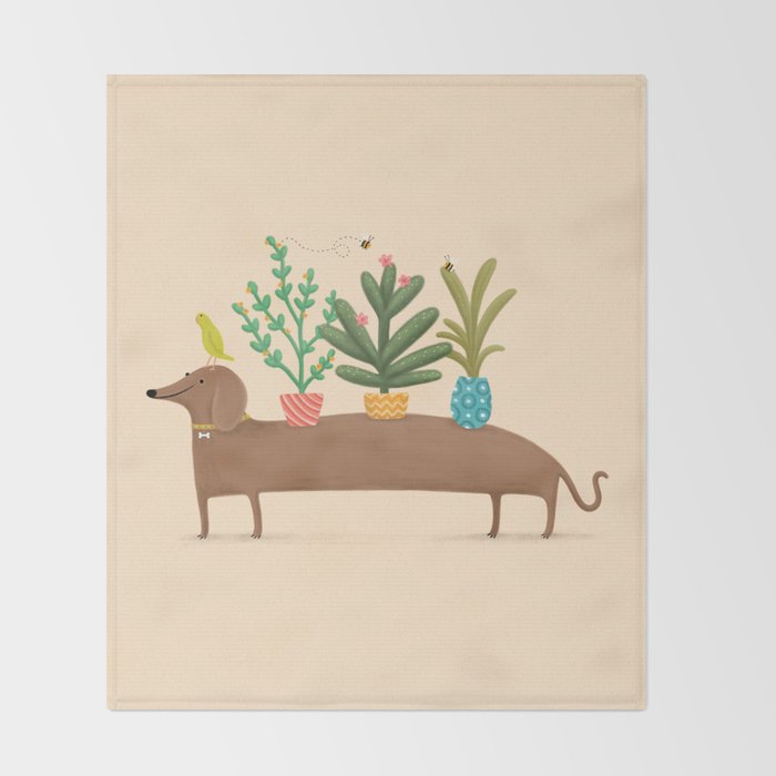 Dachshund & Parrot Throw Blanket Gallery Image 2