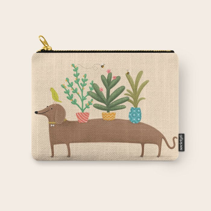 Dachshund & Parrot Carry All Pouch Gallery Image 1