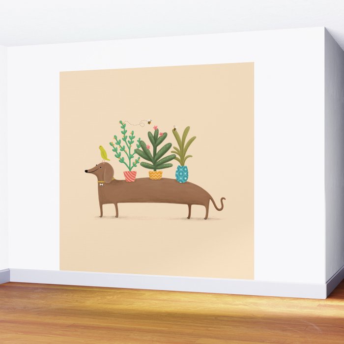 Dachshund & Parrot Wall Mural Gallery Image 2