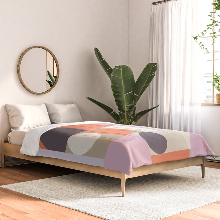 Geometric Bauhaus Shapes - Orange and Lavender Comforter Gallery Image 2