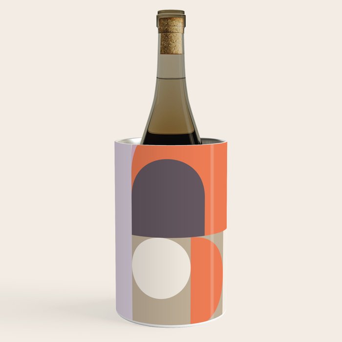 Geometric Bauhaus Shapes - Orange and Lavender Wine Chiller Gallery Image 2