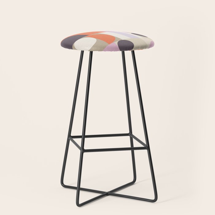 Geometric Bauhaus Shapes - Orange and Lavender Stool Gallery Image 1