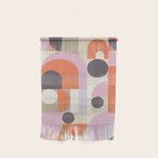 Geometric Bauhaus Shapes - Orange and Lavender Wall Hanging Gallery Image 1