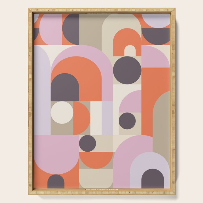 Geometric Bauhaus Shapes - Orange and Lavender Serving Tray Gallery Image 1