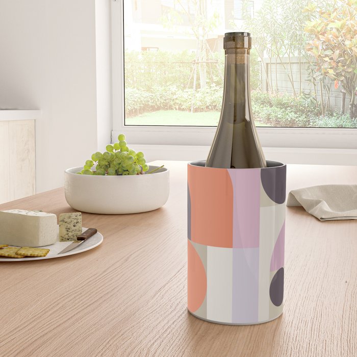 Geometric Bauhaus Shapes - Orange and Lavender Wine Chiller Gallery Image 4