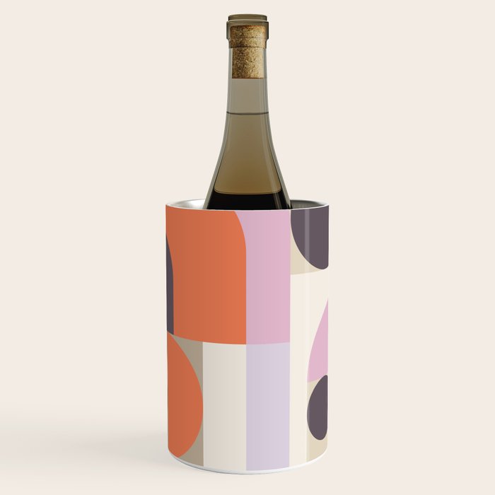 Geometric Bauhaus Shapes - Orange and Lavender Wine Chiller Gallery Image 1