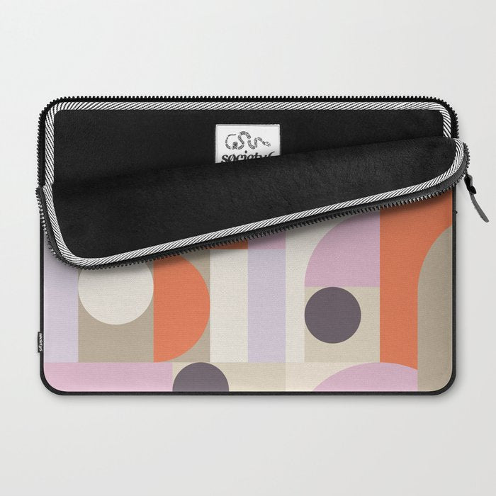 Geometric Bauhaus Shapes - Orange and Lavender Laptop Sleeve Gallery Image 2