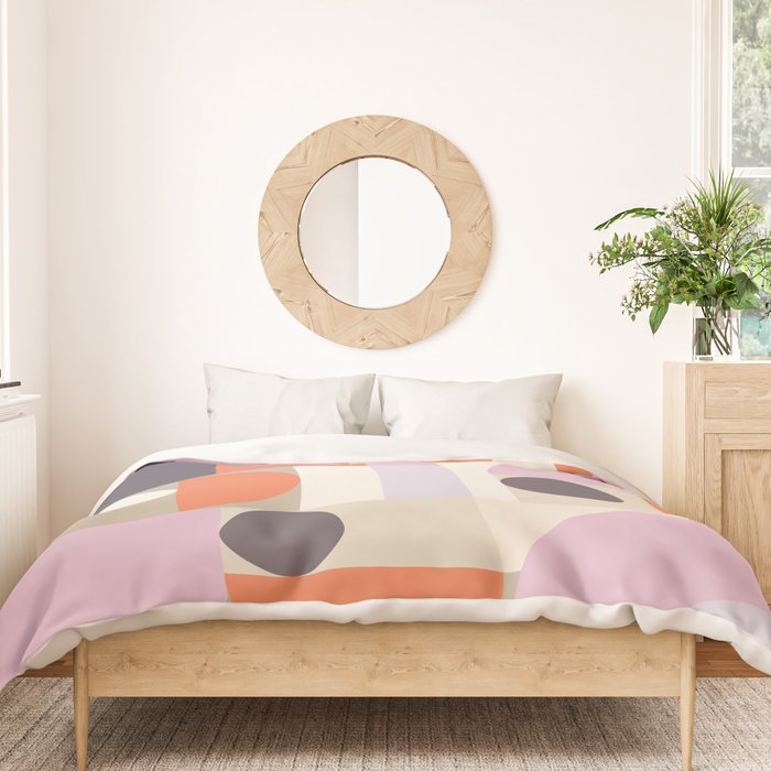 Geometric Bauhaus Shapes - Orange and Lavender Duvet Cover Gallery Image 3