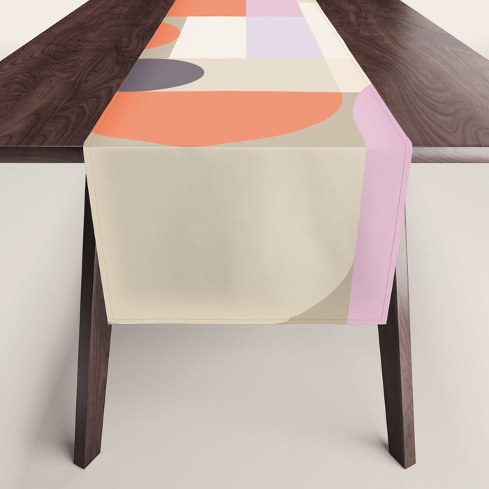 Geometric Bauhaus Shapes - Orange and Lavender Table Runner Gallery Image 1